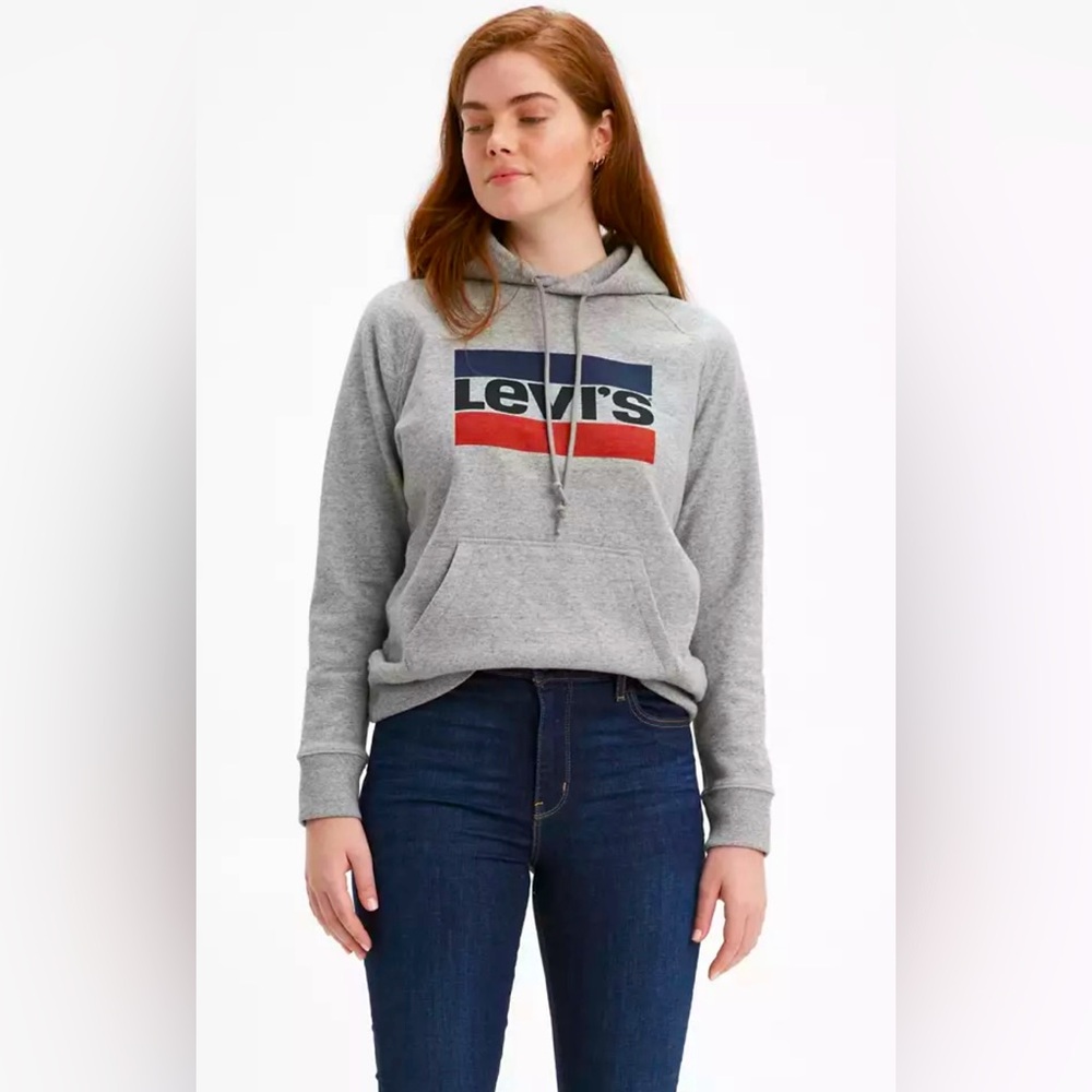LEVI’S Women’s Sportswear Logo Hoodie in Heather Grey, XXL